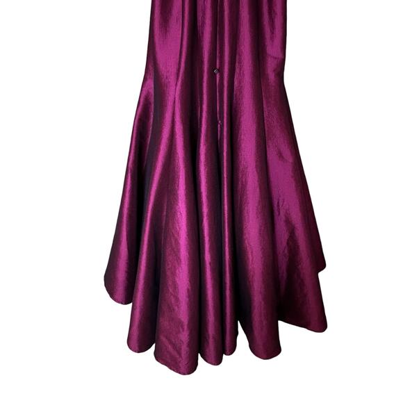 Mac Duggal Formal Dress Size 4 Magenta Taffeta Plunge Neck Trumpet Skirt HOCO - Picture 6 of 10